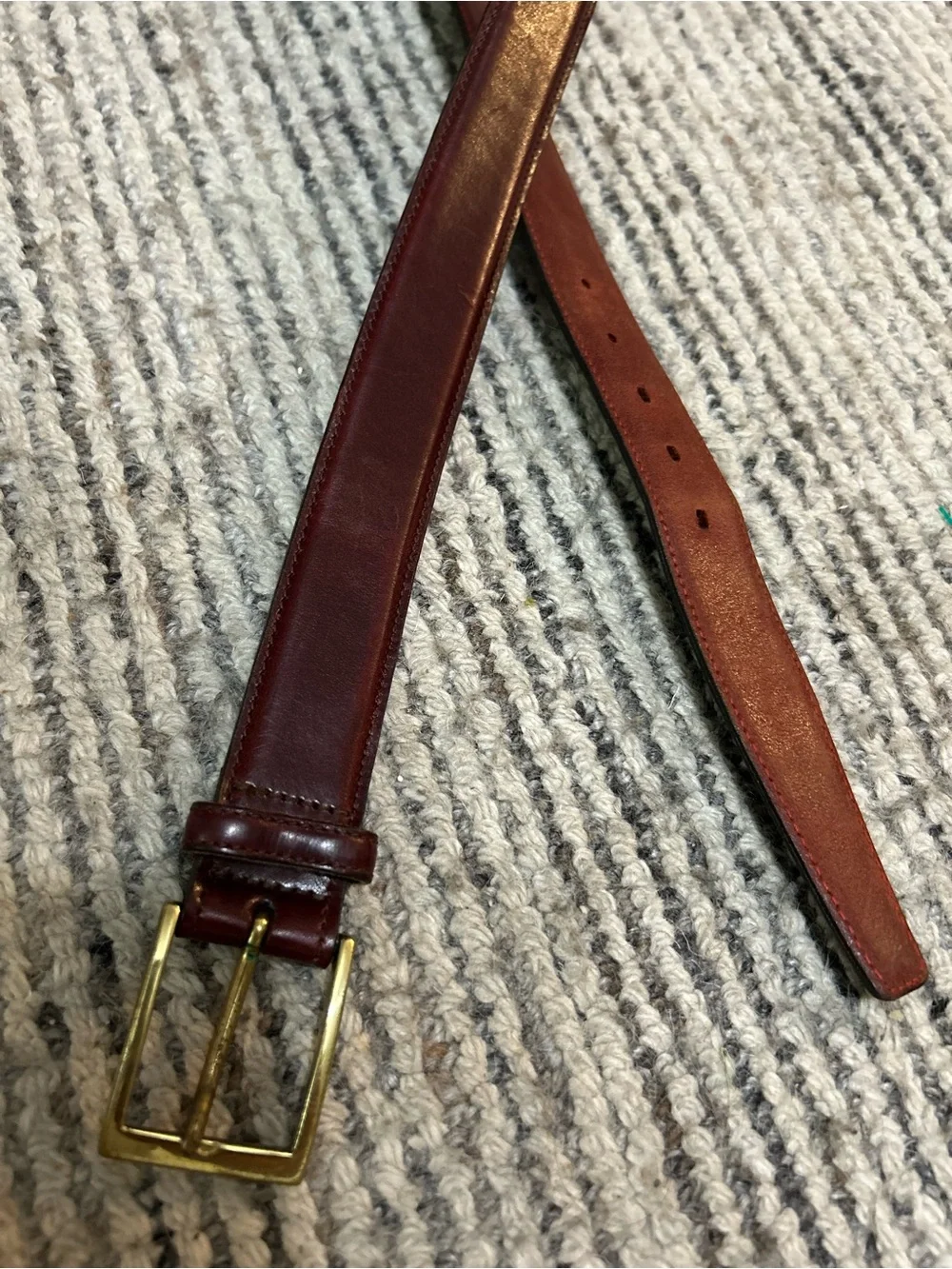 Brooks Brothers Maroon Men's Leather Belt Size 34